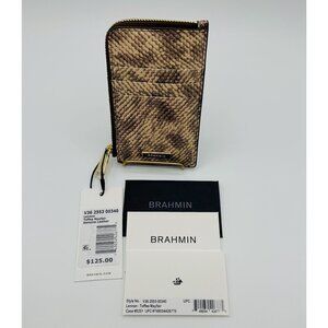 BRAHMIN Toffee Mayfair Lennon Snake Print Leather Credit Card Wallet NWT